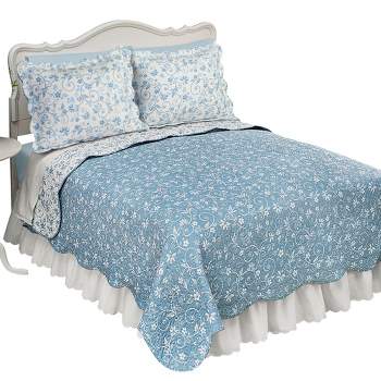 Collections Etc Hadley Triple Ruffle Floral Pattern Quilted Bedspread ...