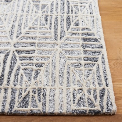 Ivory and Gray Wool Tufted Runner Rug, 2'3" x 9'