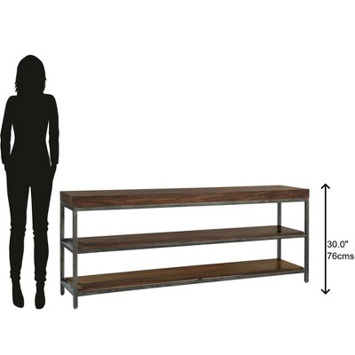 Transitional 72'' Black and Gray Solid Wood Console with Metal Legs