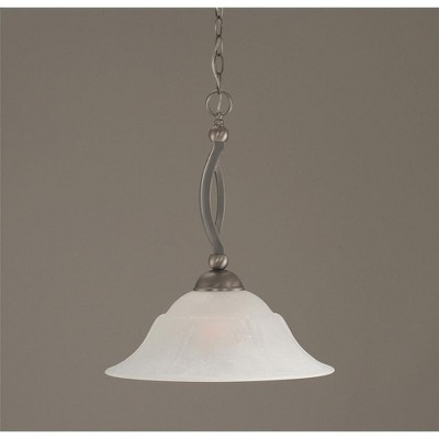 Toltec Lighting Bow 1 - Light Pendant in  Brushed Nickel with 16" White Marble  Shade