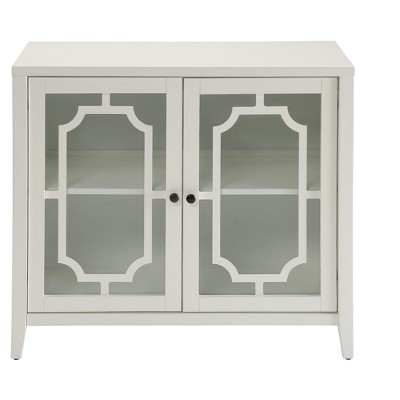 Vynxaria White Finish Console Cabinet - Stylish and Functional Storage Solution for Your Home Decor Needs