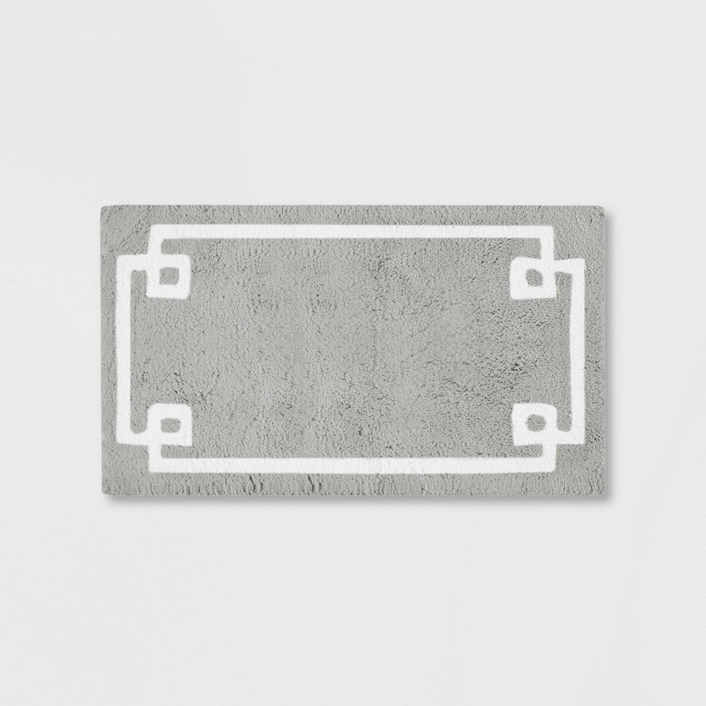 24inx40in Geometric Cotton Tufted Bath Rug Gray