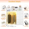 Besiost Dresser for Bedroom with Clothes Rack & Shelves, 5 Drawers Dresser with Charging Station - 2 of 4
