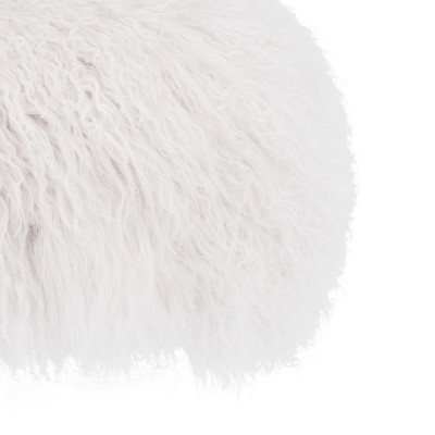 Lilliana 50'' White Genuine Sheepskin Modern Bench with Acrylic Legs