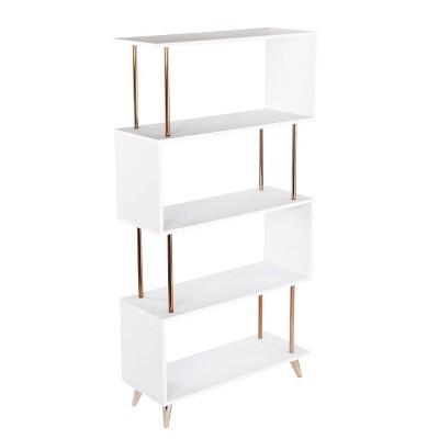 60.5" Bucklon Assymetrical Etagere White/Champagne - Aiden Lane