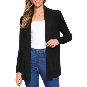 INSPIRE CHIC Women's Open Front Long Sleeve Lightweight Stretch Knit Sweater Outwear Casual Cardigans - 1 of 4