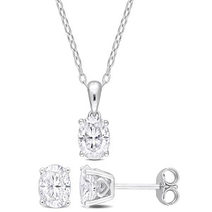 EVERLY JEWELRY | Sterling Silver Created Gemstone and Multiple Gemstones 2-Piece Set of Pendant with Chain and Earrings. - 1 of 3