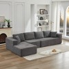 137.8" Corduroy Upholstery L-Shaped Cloud Modular Sectional Sofa with Left Chaise and Pillows, All-Foam Compression Design - 4 of 4