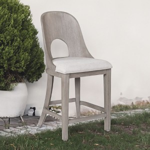 Royal Hampton Counter Height Chair Set of 2, Curved Cut Out Back, White Wash - 1 of 1
