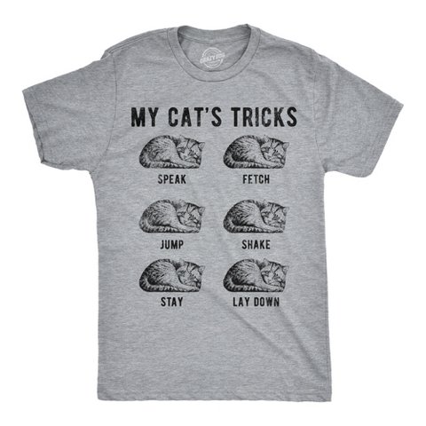 Мужские футболки Crazy Dog T-Shirts, Inc. Mens Funny T Shirts My Cats Tricks Sarcastic Kitten Graphic Novelty Tee for Men - Crazy Dog Men's T Shirt For Cat Lovers Light Grey XL