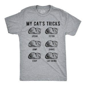 Mens Funny T Shirts My Cats Tricks Sarcastic Kitten Graphic Novelty Tee For Men - Crazy Dog Men's T Shirt Light Grey XXL - 1 of 4