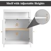 Bathroom Floor Cabinet Wooden Storage Organizer with 2 Doors, White - 2 of 4