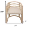 HomeRoots Ivory and Natural Upholstered Linen Curved Back Dining Arm Chair - 3 of 4
