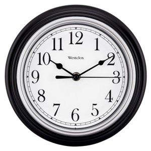 9" Round Simplicity Wall Clock Black - Westclox: Modern Analog, Indoor Use, No Warranty, AAA Battery Required - 1 of 4