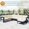 Outdoor U-Shaped Sectional Sofa for Garden, 6-Seat Sofa Set with Corner Sofa, Sofa with Aluminum Frame and Polyspun Cushions–Cuddlewood - 3 of 4