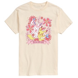 Men's - Pokémon - Valentine Florals Pikachu Sylveon Short Sleeve Graphic T-Shirt - 1 of 3