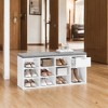 Storage Bench, Entryway Bench with Cushion, Drawer and Open Compartments, Bench with Storage, for Living Room, Bedroom, Closet - 3 of 4