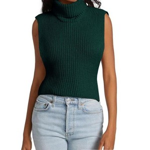 Coolmee Womens Sleeveless Sweater Vest Turtleneck Ribbed Knit Tank Tops Basic Slim Fit Top - 1 of 4