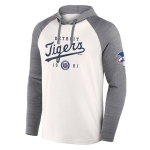 MLB Detroit Tigers Men's White Long Sleeve Lightweight Bi-Blend Hooded Sweatshirt - 1 of 3