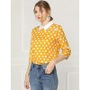 Allegra K Women's Polka Dots Contrast Peter Pan Collar 3/4 Sleeves Blouse - 2 of 4