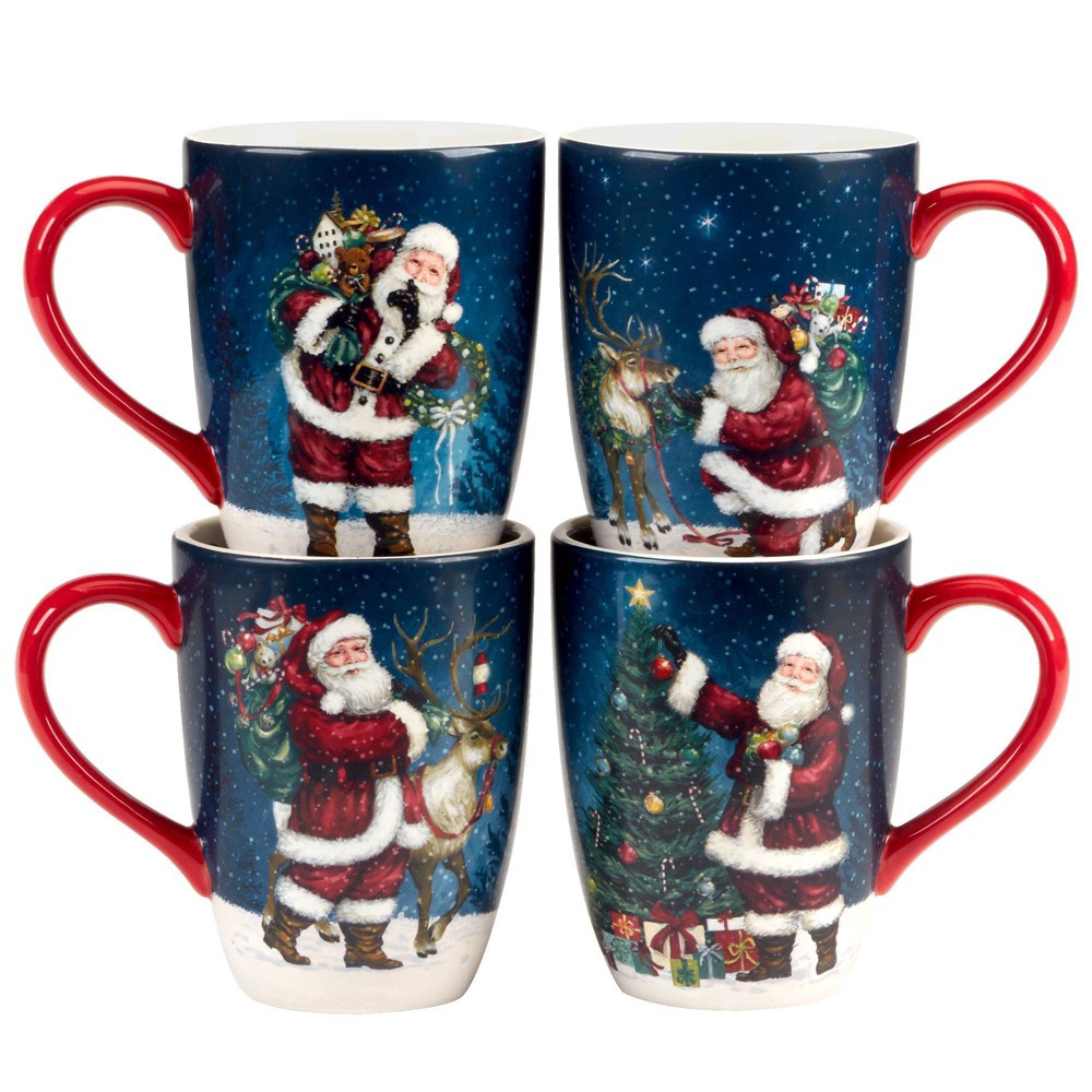 Photos - Glass Certified International Set of 4 20oz Santa's Secret Mugs 