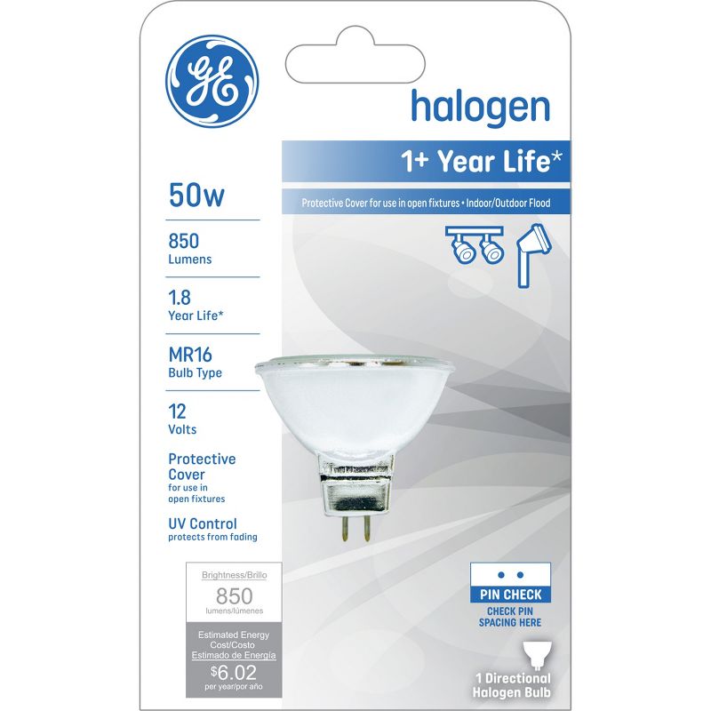 GE 50w MR16 Halogen Light Bulb White, 1 of 9