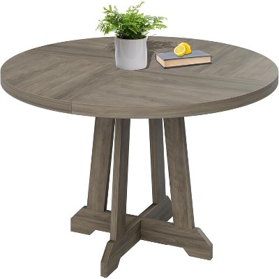 Acekool 47" Round Dining Table - Wooden Pedestal Base for 4-6, Farmhouse Style
