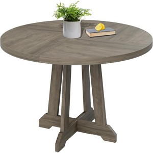 Acekool 47" Round Dining Table - Wooden Pedestal Base for 4-6, Farmhouse Style - 1 of 4