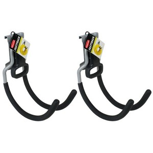 Rubbermaid Fast Track Wall Mounted Multi-Purpose Garage Utility Hooks for Tools, Sports Equipment, and Gardening Supplies, Satin Nickel (2 Pack) - 1 of 4