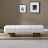 Modern Upholstered Bench,Faux Leather Dining Bench with Wood Legs,No Assembly Required,Entryway or Bedroom Accent Bench-Coolbibila - 2 of 4