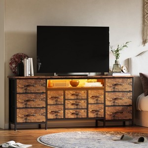 70" Long Dresser TV Stand for 65–80" TVs, Entertainment Center with 13 Drawers, Power Outlets & LED Lighting - 1 of 4