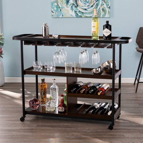 Tansley Rolling Wine Cart Brown - Aiden Lane : Target