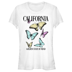 Juniors Womens Lost Gods California Butterflies T-Shirt - 1 of 4