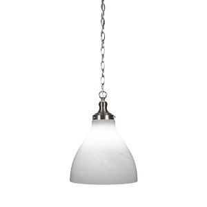 Toltec Lighting Juno 1 - Light Pendant in  Brushed Nickel with 11.75" White Marble Shade - 1 of 1