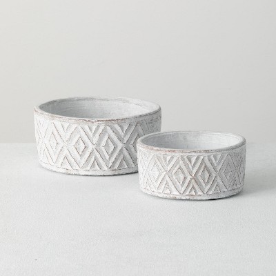 Sullivans Set of 2 Cement Planter Vase 3.5"H & 3"H White