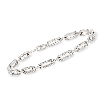 Ross-Simons 1.00 ct. t.w. Diamond Paper Clip Link Bracelet in Sterling Silver