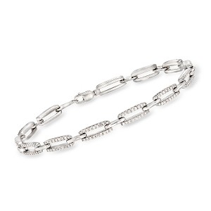 Ross-Simons 1.00 ct. t.w. Diamond Paper Clip Link Bracelet in Sterling Silver - 1 of 4