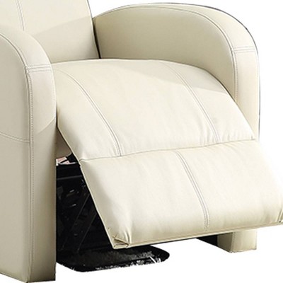 Beige 28'' PU Leather Swivel Recliner with Lift and Wood Accents
