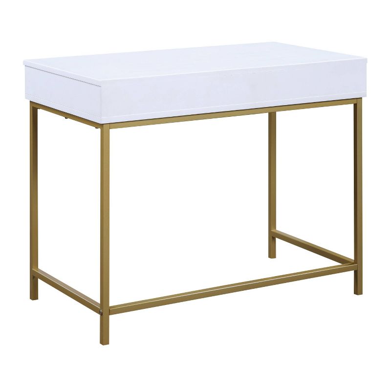 Modern Life Desk with Gold Metal Legs White Finish - OSP Home Furnishings, 5 of 10