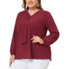 Agnes Orinda Women's Plus Size Office Fashion Long Sleeves Ribbon Front Chiffon Blouses - 2 of 4