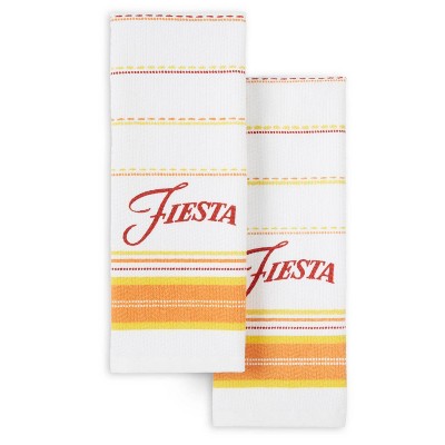 Printed Logo Cotton Kitchen Towel 2pc Set Warm - Fiesta