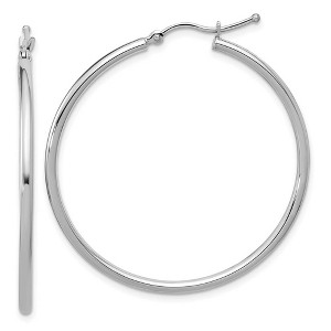 Black Bow Jewelry 2mm Round Hoop Earrings in 10k White Gold, 40mm (1 1/2 Inch) - 1 of 4