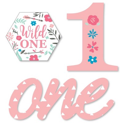 Big Dot of Happiness She's a Wild One - DIY Shaped Boho Floral 1st Birthday Party Cut-Outs - 24 Count