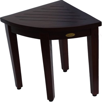 DecoTeak 16" SnazzyCorner DT160 Wide Teak Wood Shower Bench or Stool : Microfiber, Machine Washable, Non-Slip Backing