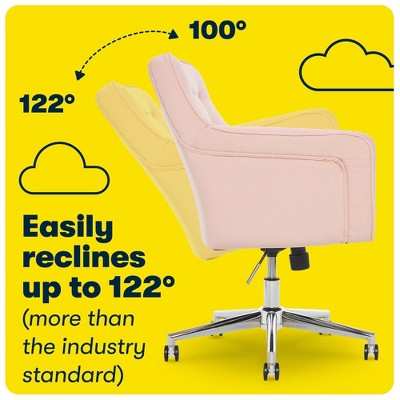 Blush Pink Memory Foam Swivel Office Chair with Arms