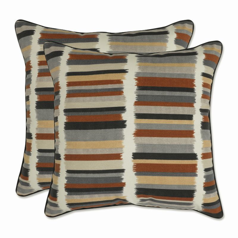 Set of 2 Outdoor/Indoor Rectangular Throw Pillows Solar Stripe - Pillow Perfect, 1 of 6