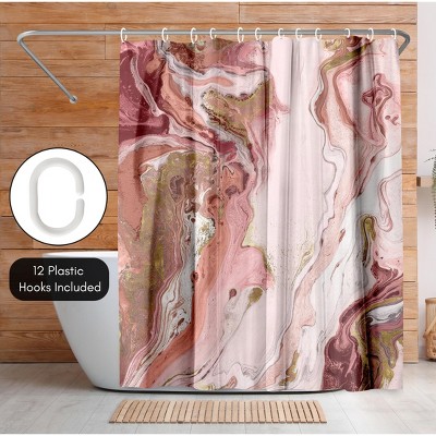 Red and Pink Abstract Marble Polyester Shower Curtain