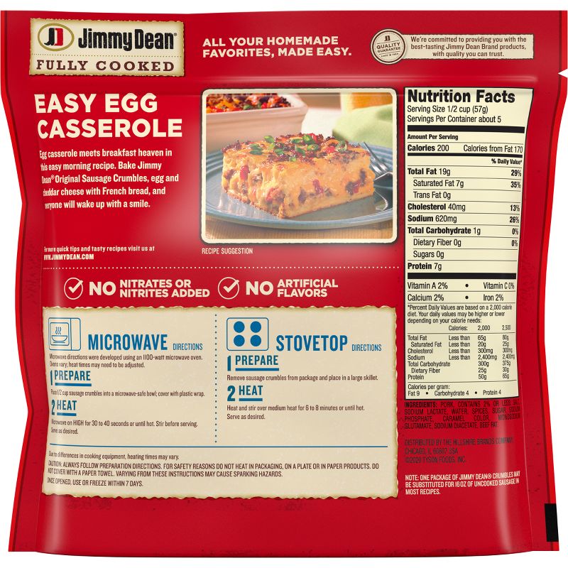 Jimmy Dean Fully Cooked Original Pork Sausage Crumbles - 9.6oz, 3 of 8