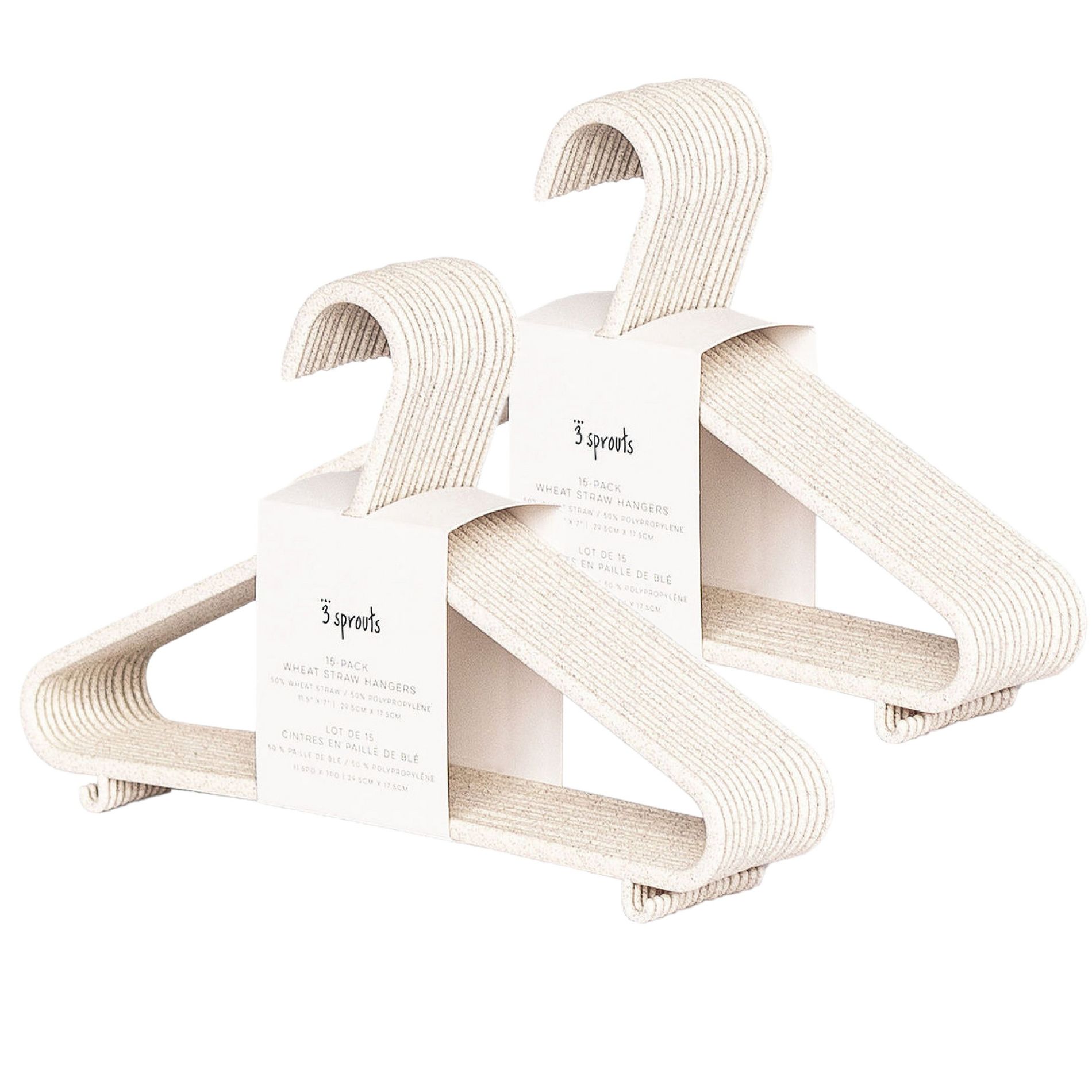 3 Sprouts Kids & Baby Wheat Straw Plastic Hangers 30 pack - Cream