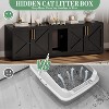 55in Wide Cat Litter Box Enclosure for 2 Cats, Modern Wooden Hidden Double Litter Box Enclosure Furniture with Soft Cushion for Cat Washroom - 3 of 4